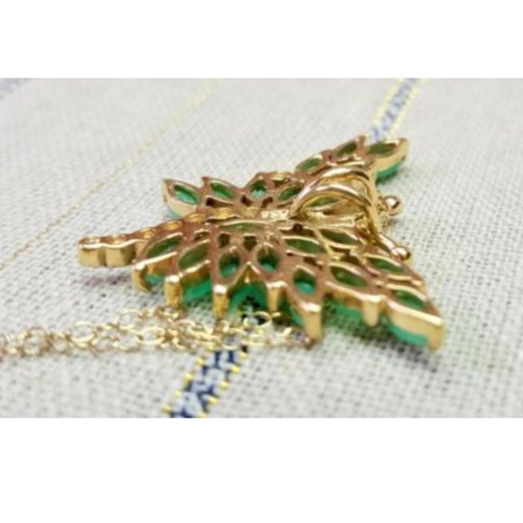 Diamond & 3.0 CTW Emerald Butterfly Necklace - Picture 3 of 10